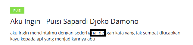 Bila pada akhir larik sudah diberikan satu spasi. 