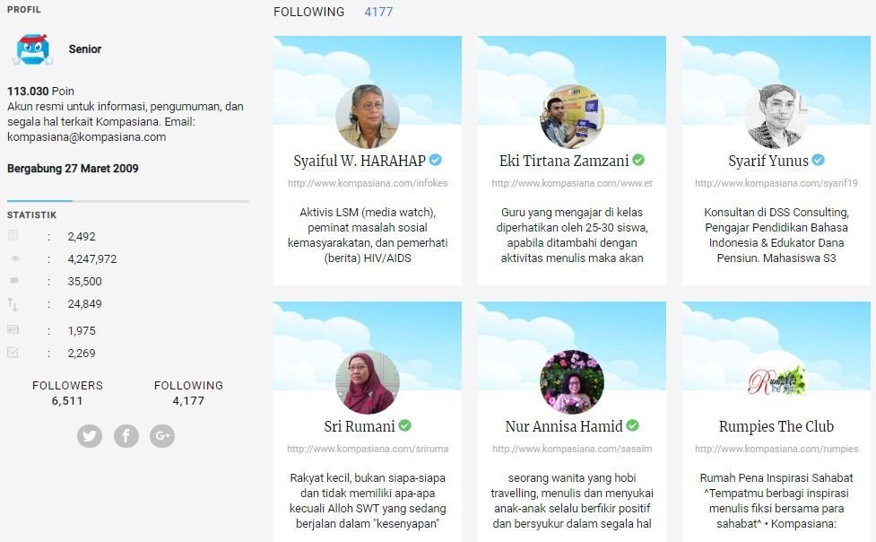 Ilustrasi halaman Following